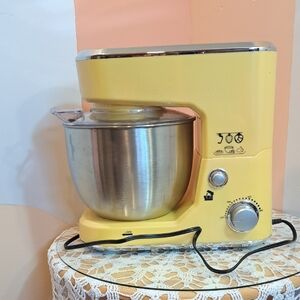 Yellow Kitchen Stand Mixer with Stainless Steel Bowl